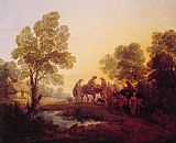 Thomas Gainsborough Evening Landscape Peasants and Mounted Figures painting